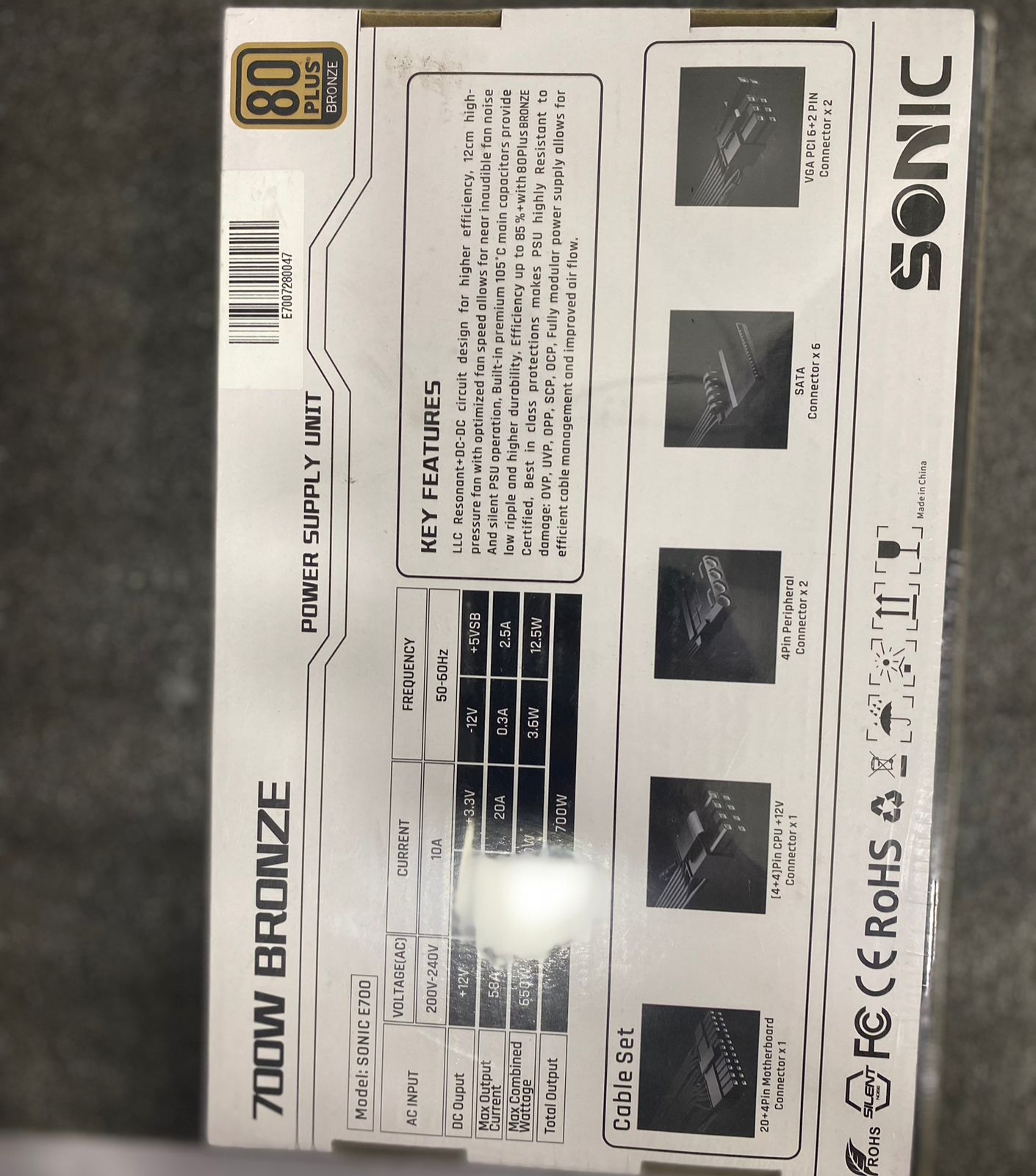 Sonic Power Supply Prime E700W 700 Watt 80+ Bronze Sonic Power Supply Prime E700W 700 Watt 80+ Bronze